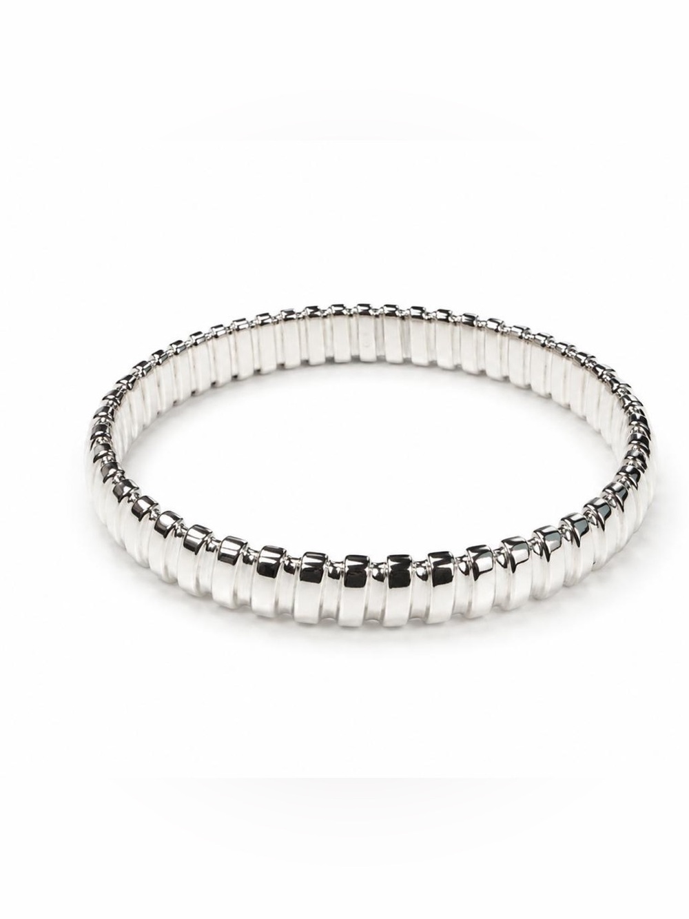 Silver Ribbed Silver Rolling Bangle Bracelet - Women Jewelry